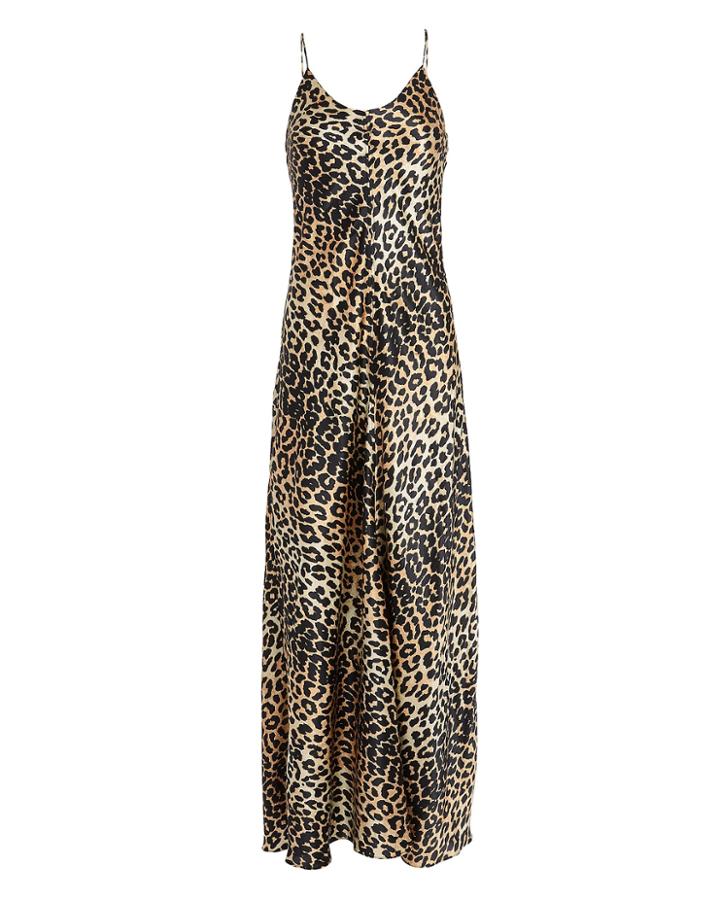 Ganni Leopard Silk Gown Leopard 40