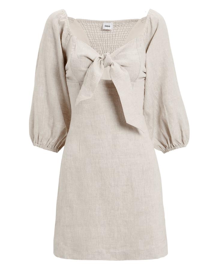 Suboo Wanderer Tie Front Mini Dress Beige 2