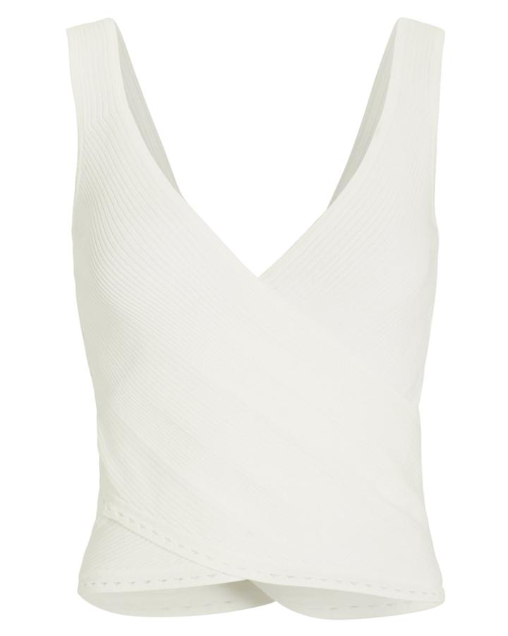 Jonathan Simkhai Eyelet Ribbed Crop Tank White M