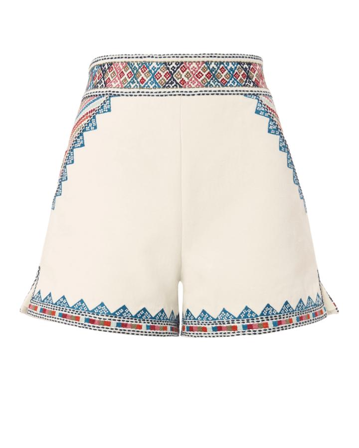 Talitha Zoya Embroidered Shorts Ivory P