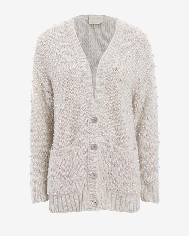 Mason By Michelle Mason Pearl Beading Cardi