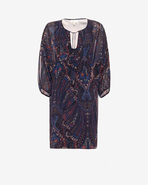 Joie Printed Silk Tassel Tie Dress