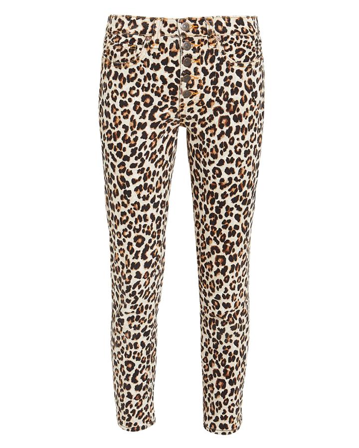 Veronica Beard Debbie Leopard Skinny Jeans Leopard Denim 29