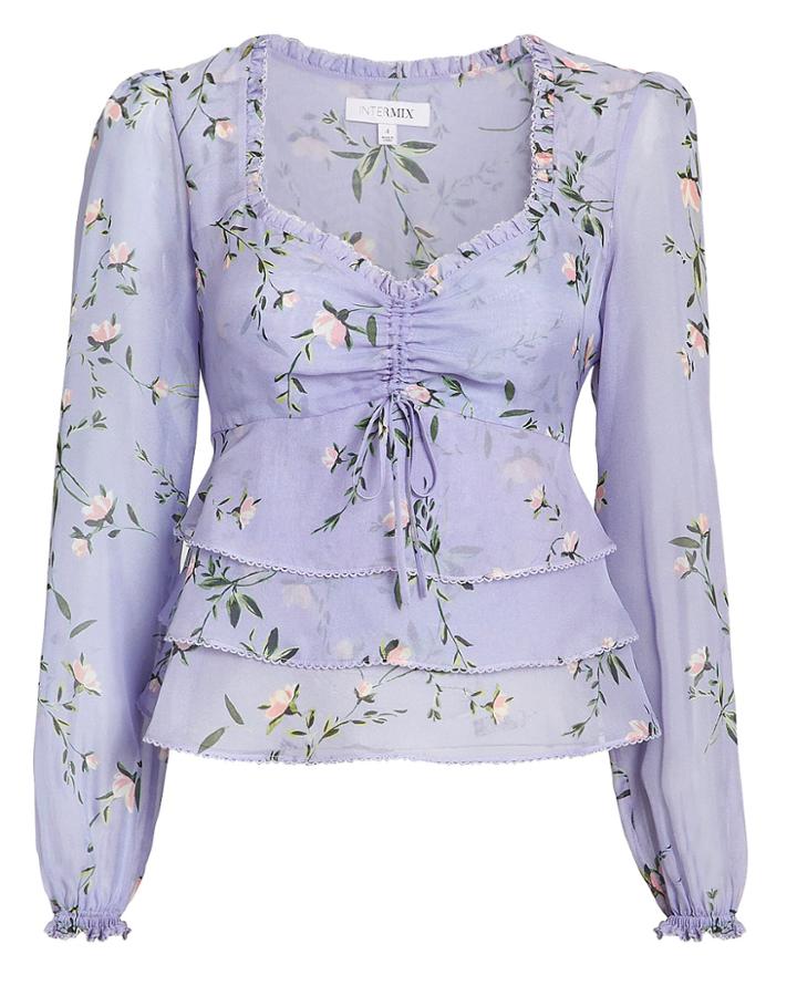 Exclusive For Intermix Intermix Norah Printed Top Lavender Zero