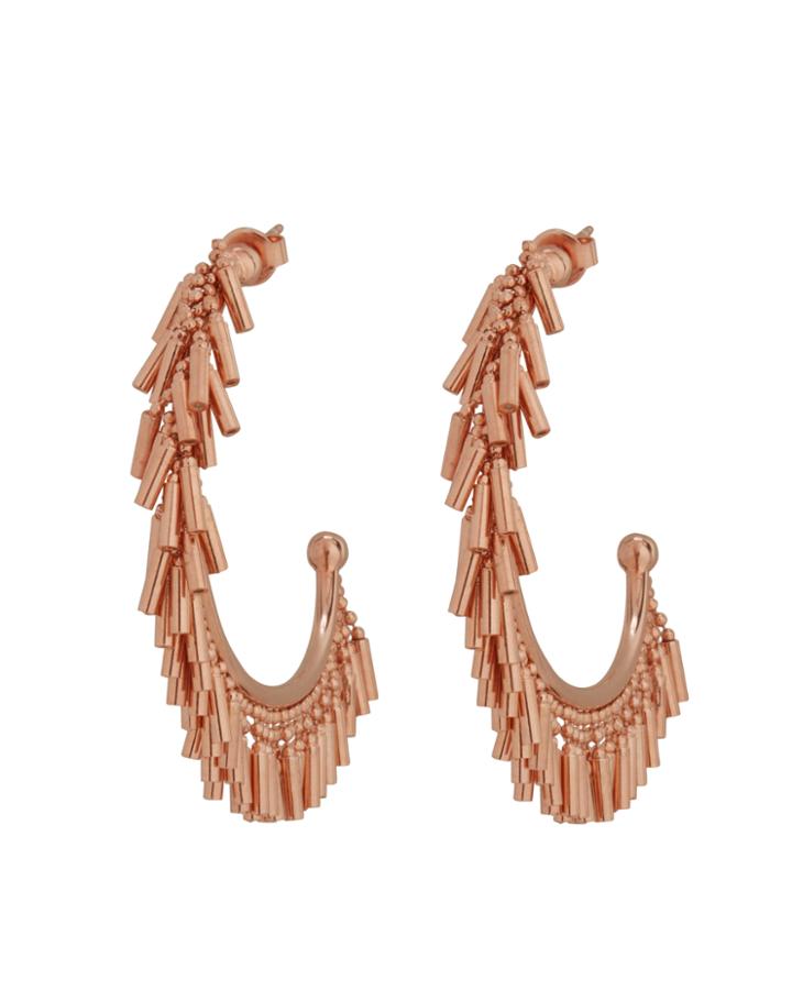 Nickho Rey Fringe Hoop Earrings Rose Gold 1size