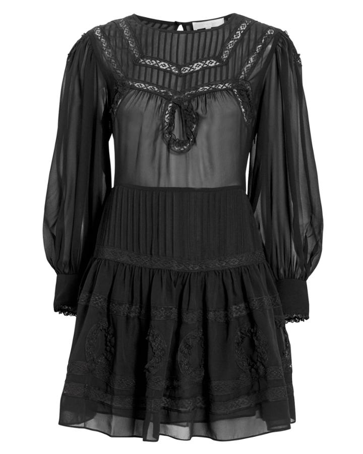 Love Shack Fancy Loveshackfancy Mallory Mini Dress Black M