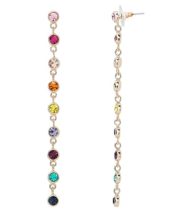 Kenneth Jay Lane Rainbow Crystal Drop Down Earrings Gold 1size