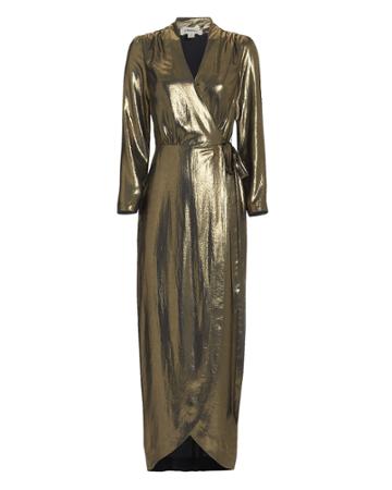 Lagence L'agence Reliah Gold Lam Wrap Dress Gold S