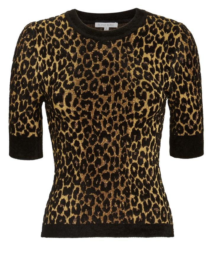Torn Ronny Kobo Leopard Print Knit Top Multi S