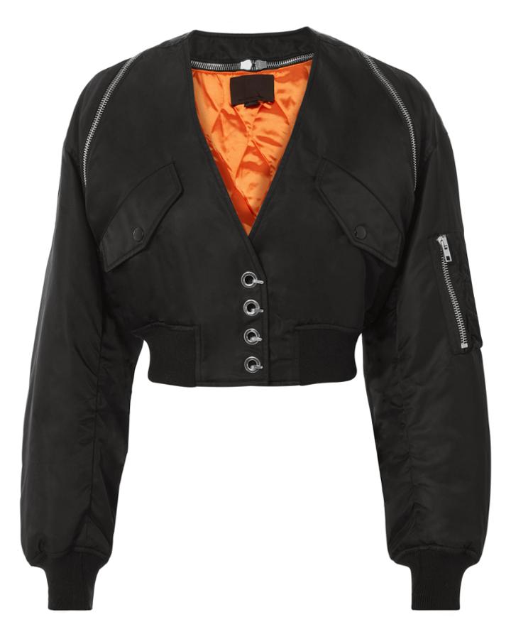 Alexander Wang V-neck Cropped Bomber Jacket Black P