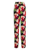 Veronica Beard Grigore Floral Wide Leg Pants Black/red/green 2