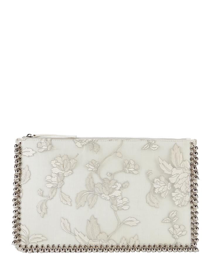 Zimmermann Floral Silk Embroidered Clutch