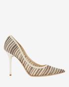 Jimmy Choo Abel Metallic Striped Mesh Pump