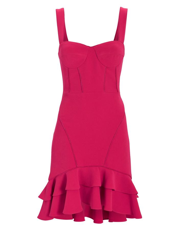 Jonathan Simkhai Pink Bustier Ruffle Hem Mini Dress Pink-drk 8