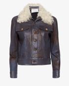 Derek Lam 10 Crosby Shearling Collar Leather Jacket