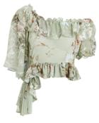 Preen By Thornton Bregazzi Ruffle Collar Asymmetrical Floral Blouse Green/floral M