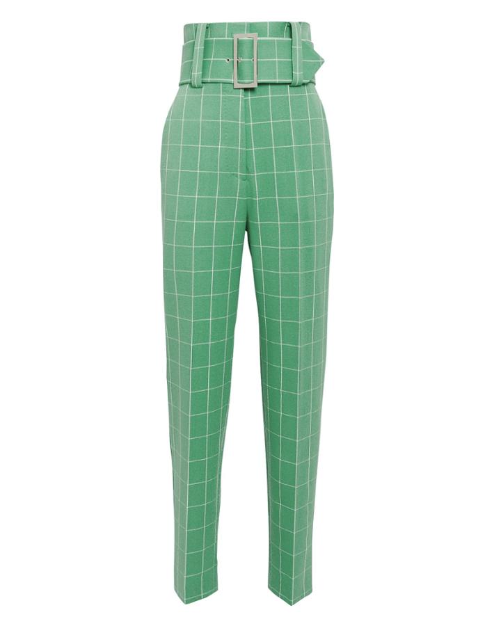Sara Battaglia Green Wide Check Pants Green/white 40