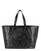 Balmain Stamped Medallion Logo Leather Tote Bag Black 1size