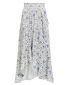 Exclusive For Intermix Intermix Carmen Printed High-low Skirt Ivory/blue Floral M