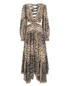 Zimmermann Allia Cut Out Dress Brown/cheetah Zero