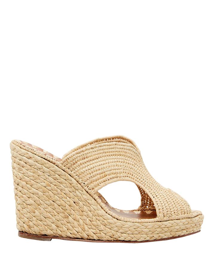 Carrie Forbes Lina Raffia Wedge Sandals Beige 40