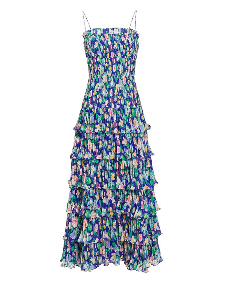 Amur Viola Pleated Floral Dress Navy/floral Zero