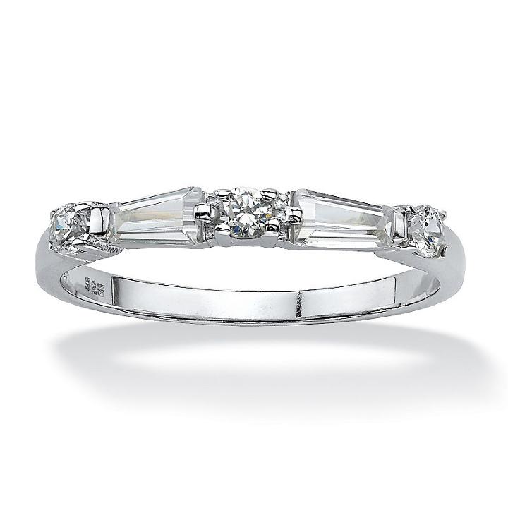 Diamonart Womens 1 Ct. T.w. White Cubic Zirconia Sterling Silver Band