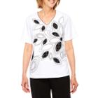 Alfred Dunner Short Sleeve V Neck T-shirt-womens
