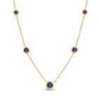 Womens Genuine Purple Amethyst Round Strand Necklace