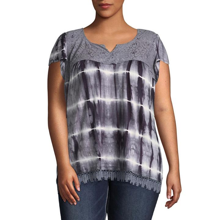 Unity World Wear Short Sleeve Lace Trim Tye-dye Tee-plus