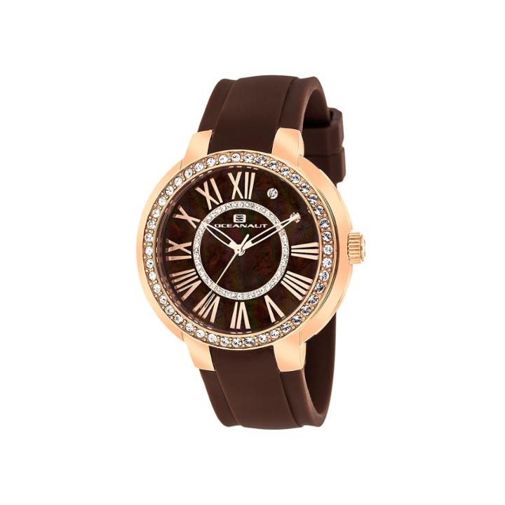 Oceanaut Womens Allure Faux Pearl Brown Strap Watch