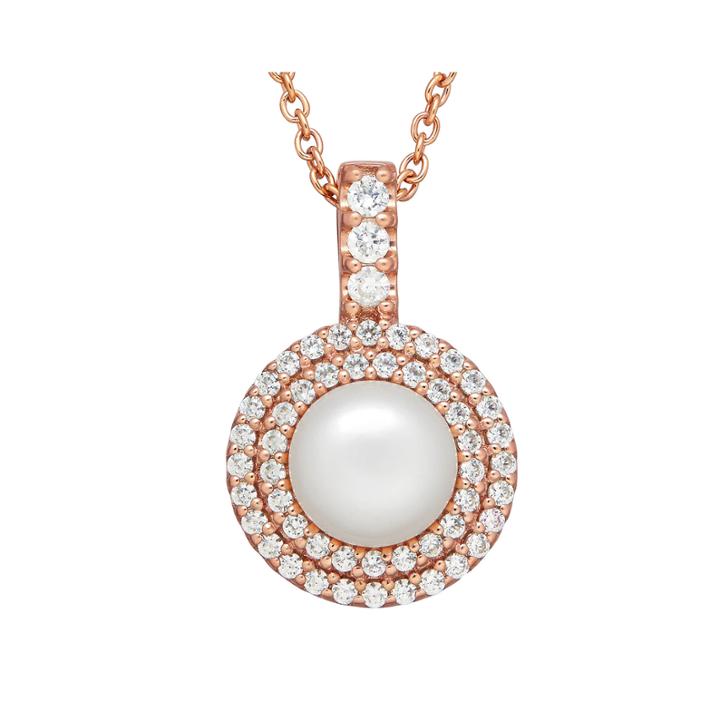 Certified Sofia Bridal Cultured Freshwater Pearl & Swarovski Cubic Zirconia Pendant