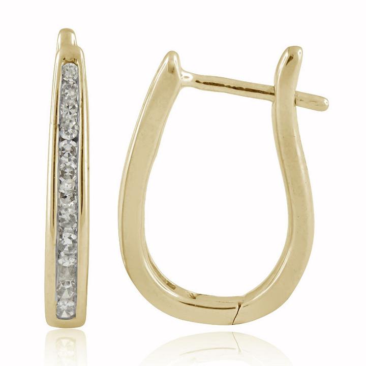 1/4 Ct. T.w. Genuine White Diamond 10k Gold Hoop Earrings