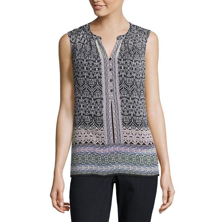 Liz Claiborne Woven Tank Top-petites