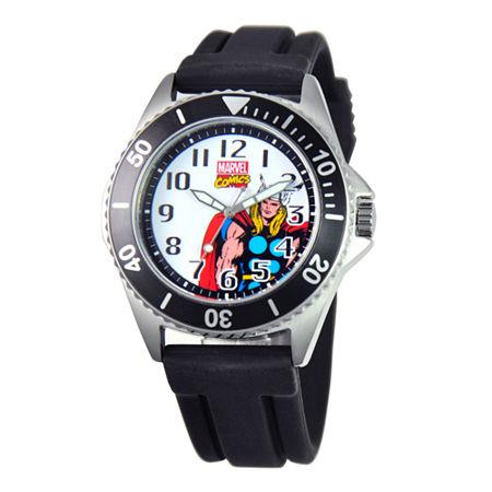 Disney Honor Mens Thor Black Silicone Strap Watch