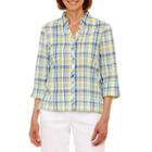 Alfred Dunner Corsica 3/4 Sleeve Button-front Shirt-petites