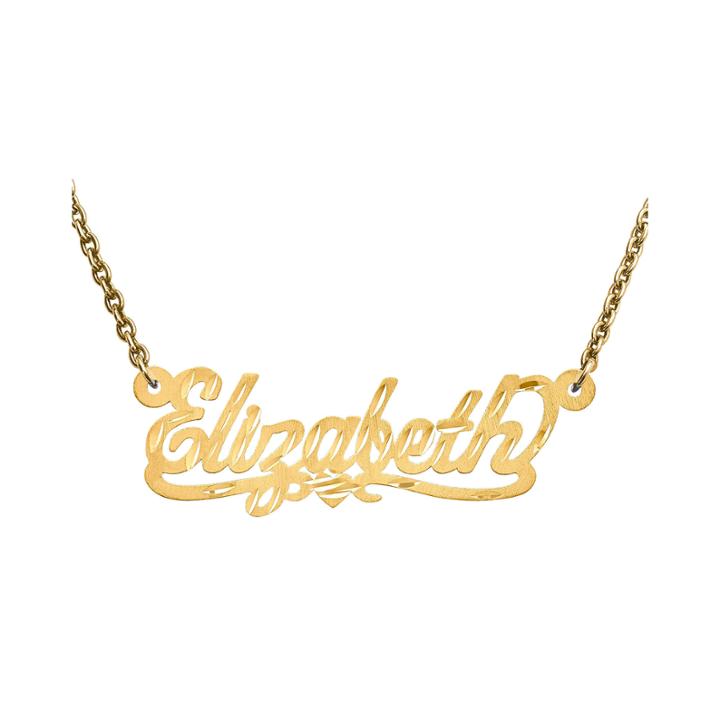 Personalized 13x35mm Diamond-cut Scroll Name Necklace