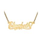 Personalized 13x35mm Diamond-cut Scroll Name Necklace