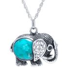 Enhanced Turquoise Sterling Silver Elephant Pendant Necklace