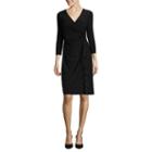 Black Label By Evan-picone 3/4 Sleeve Ruffle Sheath