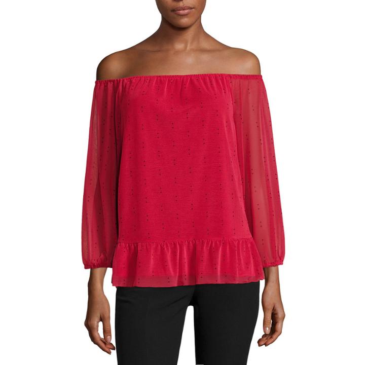 Worthington Off The Shoulder Smocked Top