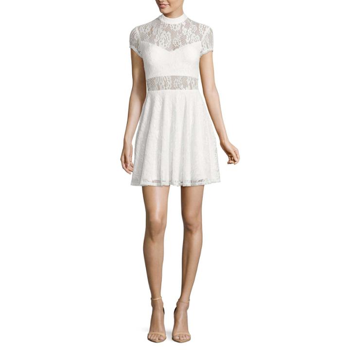 City Triangle Short Sleeve Skater Dress-juniors