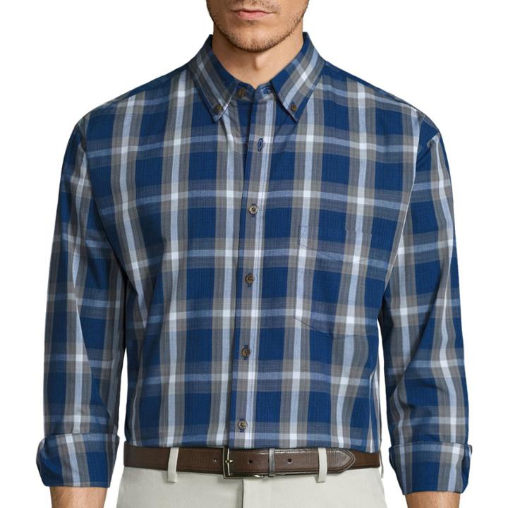 Haggar Long Sleeve Plaid Button-front Shirt