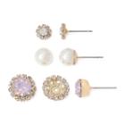 Vieste Crystal And Simulated Pearl Silver-tone 3-pr. Earring Set And Jacket