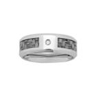 Personalized Mens Diamond-accent 8mm Stainless Steel Wedding Band