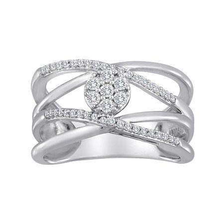 Diamond Blossom 1/4 Ct. T.w. Diamond Cluster Orbit Sterling Silver Ring