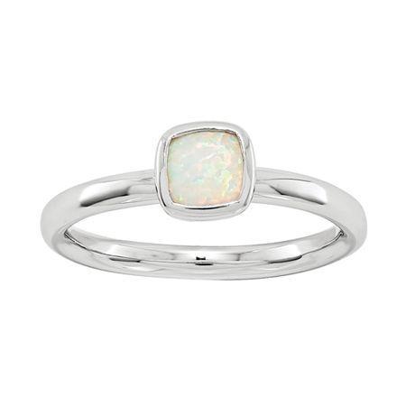 Personally Stackable Lab-created Cushion-cut Opal Ring