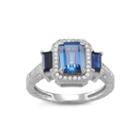 Lab Created Sapphire And 1/4c.t. T.w.diamond 10k White Gold Ring