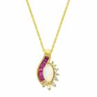 Womens Lab Created White Opal 14k Gold Over Silver Pendant Necklace