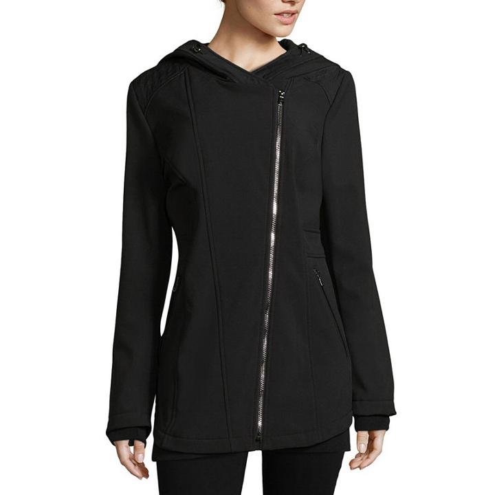 Liz Claiborne Hooded Midweight Softshell Jacket